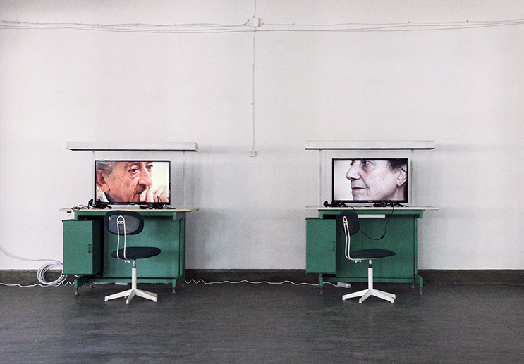 Home Conversations, 2018, With former employees of Impuls Factory Dilijan, Armenia. 34 min 10 sec,9 channel video installation,Video HD, color